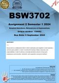 BSW3702 Assignment 2 (COMPLETE ANSWERS) 2024 (154952) - DUE 5 September 2024