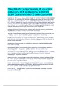WGU C847&colon; Fundamentals of Diversity&comma; Inclusion&comma; and Exceptional Learners Exam Questions with Correct Answers 