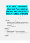 NURS 6521 / NURS6521 Advanced Pharmacology Midterm Exam 2020/2021 100% VERIFIED ANSWERS 