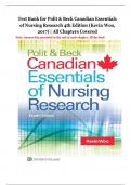 Test Bank for Polit & Beck Canadian Essentials of Nursing Research 4th Edition (Kevin Woo, 2017) | All Chapters Covered