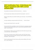 DCF Certification Test - Child Abuse and Neglect questions with 100&percnt; correct answers 2023