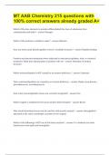 MT AAB Chemistry&vert;MT AAB Chemistry &vert;215 questions with 100&percnt; correct answers already graded A&plus;215 questions with 100&percnt; correct answers already graded A&plus;