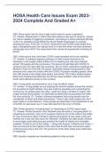 HOSA Health Care Issues Exam 2023-2024 Complete And Graded A&plus;