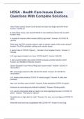 HOSA - Health Care Issues Exam Questions With Complete Solutions&period;