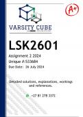 LSK2601 Assignment 2 (DETAILED ANSWERS) 2024 - DISTINCTION GUARANTEED