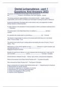 Dental jurisprudence - part 1 Questions And Answers 2023