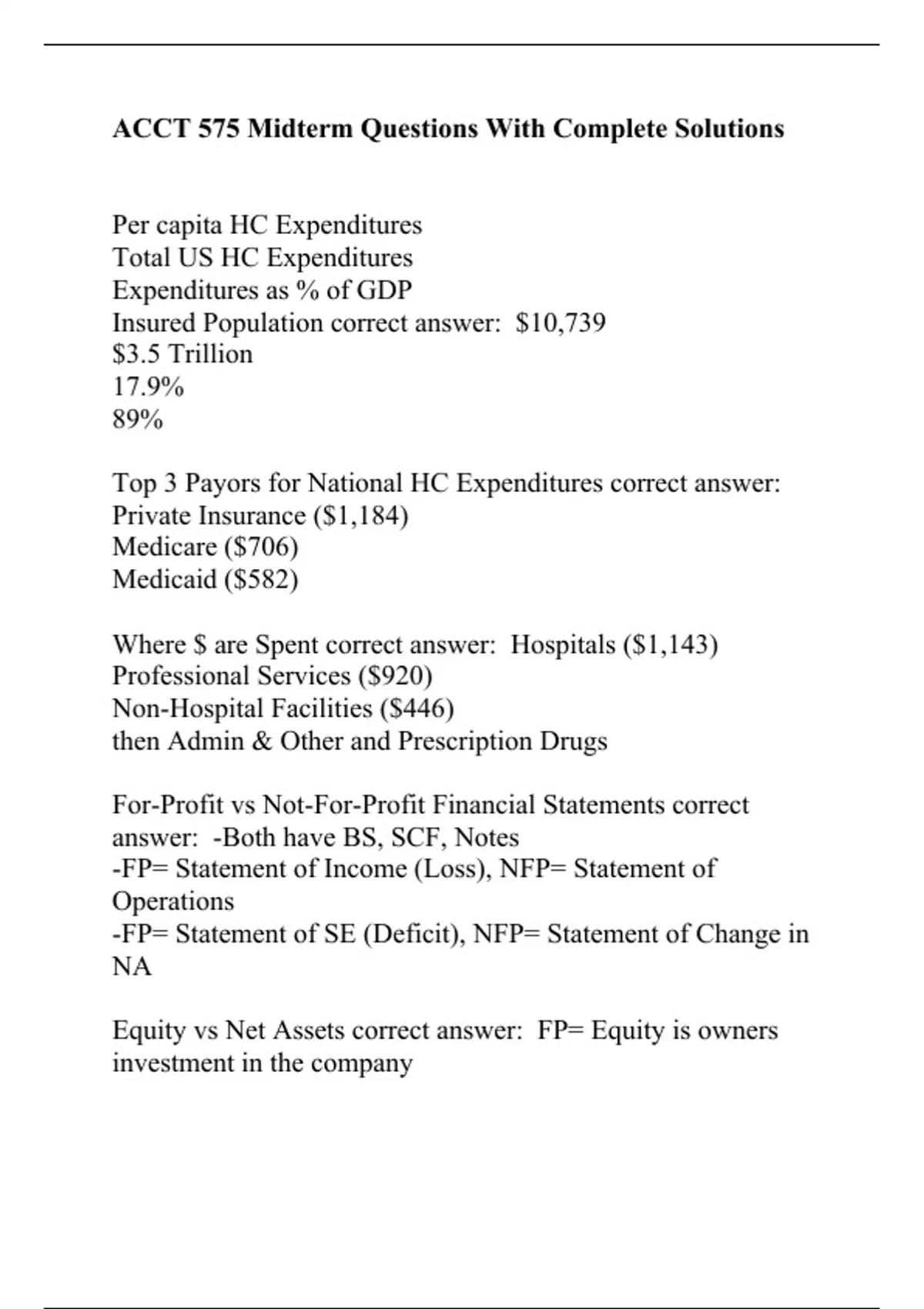 ACCT 575 Midterm Questions With Complete Solutions - ACCT 575 - Stuvia US