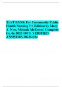   TEST BANK For Community Public Health Nursing 7th Edition by Mary A&period; Nies&comma; Melanie McEwen &vert; Complete Guide 2023 100&percnt; VERIFIED ANSWERS 2023&sol;2024 