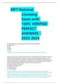 MFT National  Licensing  Exam-with  100% VERIFIED  PERFECT  ANSWERS - 2023-2024