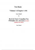 Byrd & Chen's Canadian Tax Principles, 2023-2024 Edition, (Volume 1) 1e Gary Donell, Clarence Byrd, Ida Chen  (Test Bank, 100% Verified Original, Latest Updated Oct 2023, A+ Grade)