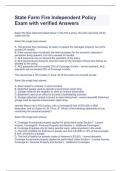 State Farm Fire Independent Policy Exam with verified Answers