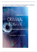 TEST BANK FOR CRIMINAL BEHAVIOR A PSYCHOLOGICAL APPROACH 11TH EDITION BY BARTOL ALL CHAPTERS COVERED