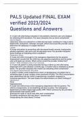 PALS Updated FINAL EXAM verified 2023&sol;2024  Questions and Answers