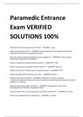 bundle for Paramedic entrance exam VERIFIED SOLUTIONS 100%