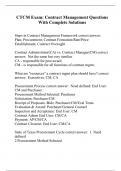 CTCM Exam: Contract Management Questions With Complete Solutions