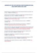 ANSWER KEY FOR 16TH EDITION CNPR PHARMACEUTICAL SALES REPS EXAM&sol; 2022-2024