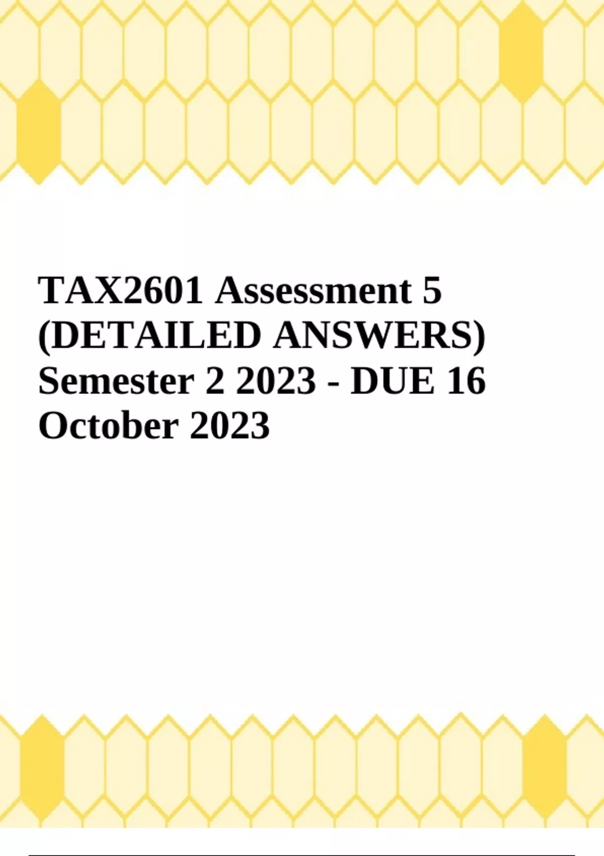 tax2601 assignment 5 answers