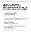 HESI EXIT V6 New Community  Health Nursing  Questions with Answers and Rationales