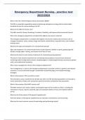 Emergency Department Nursing - practice test 2023&sol;2024 