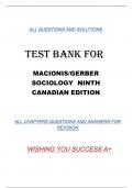 Test Bank for Macionis Gerber, Sociology, 9th  Canadian Ed