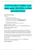 Civil Procedure Outline exam  study guide 2023/2024 verified  guaranteed pass