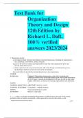 Test Bank for Organization Theory and Design 12thEdition by Richard L&period; Daft&period; 100&percnt; verified  answers 2023&sol;2024