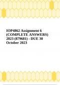IOP4862 Assignment 6 (COMPLETE ANSWERS) 2023 (879681) - DUE 30 October 2023