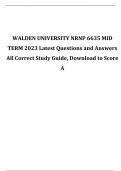 WALDEN UNIVERSITY NRNP 6635 MID TERM 2023 Latest Questions and Answers All Correct Study Guide, Download to Score A