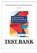 TEST BANK FOR UNDERSTANDING NURSING RESEARCH - 7TH EDITION BY SUSAN K GROVE & JENNIFER R GRAY