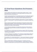  CT Final Exam Questions And Answers 2023