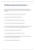 ATI Mental Health Revised Paper 2 Questions with Answers 2023&period;
