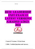 HESI LEADERSHIP EXIT EXAM 15 LATEST VERSIONS /GRADED A/2023- 2024