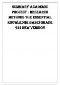SUMMARY ACADEMIC PROJECT - RESEARCH METHODS THE ESSENTIAL KNOWLEDGE BASE