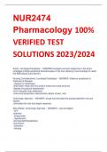 NUR2474 Pharmacology 100%  VERIFIED TEST  SOLUTIONS 2023/2024