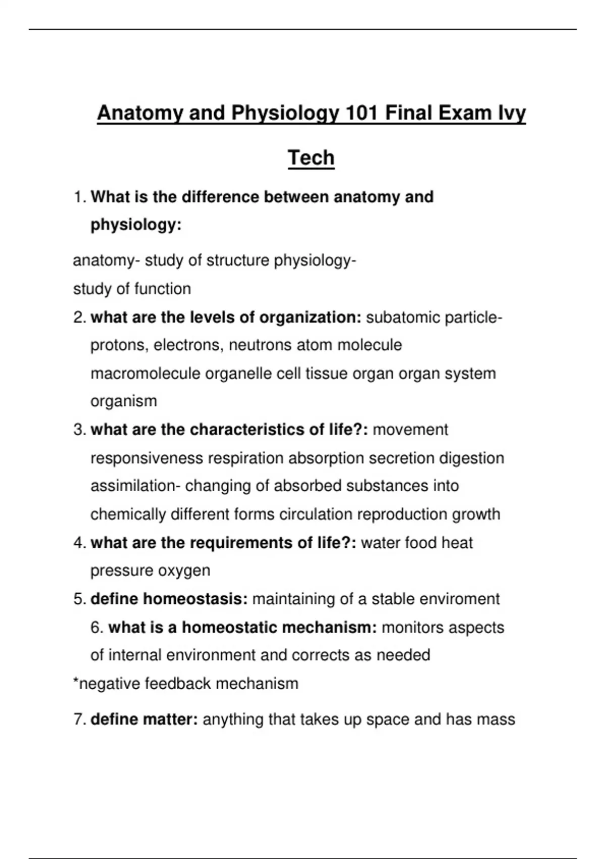 ANATOMY AND PHYSIOLOGY 101 FINAL EXAM visual data 7