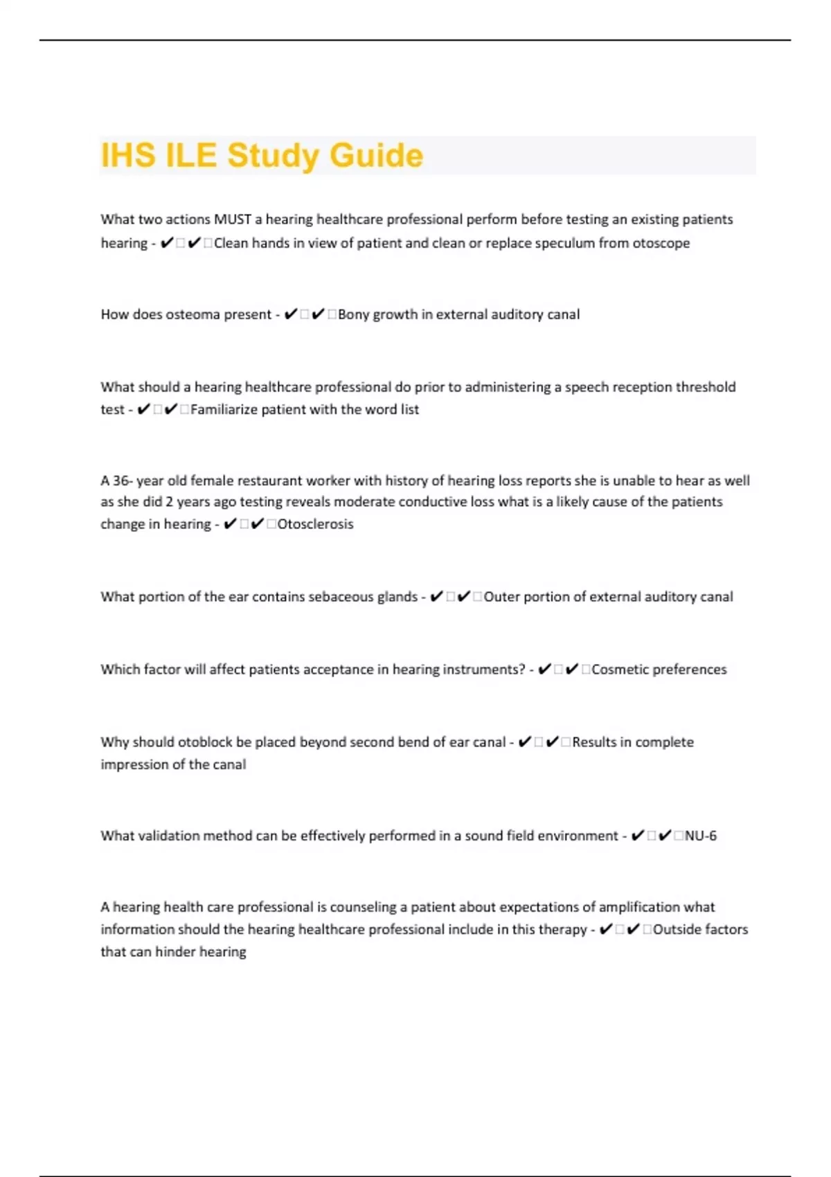 IHS ILE |97 Study Guide Questions with 100% Correct Answers | Updated ...