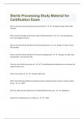 Sterile Processing Study Material for Certification&vert;290 Exam Questions with 100&percnt; Correct Answers &vert; Verified &vert; Latest Update