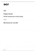 ocr A Level Religious Studies H573/04 Mark Scheme June2023.