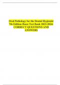 Oral Pathology for the Dental Hygienist 7th Edition Ibsen Test Bank 2023-2024: CORRECT QUESTIONS AND ANSWERS GRADED A+