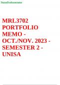 MRL3702 PORTFOLIO MEMO - OCT./NOV. 2023 - SEMESTER 2 - UNISA