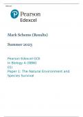 Pearson Edexcel GCE In Biology A (9BN0 01) Paper 1 Mark Scheme (Results) Summer 2023: The Natural Environment and Species Survival