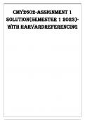 CMY 2602 ASSIGNMENT 1 SOLUTION 2023 WITH HAVARD REFERENCING