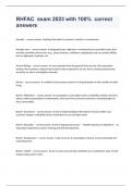 RHFAC  exam 2023 with 100&percnt;  correct answers