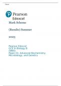Pearson Edexcel GCE In Biology B (9BI0) Paper 01 MARK SCHEME (Results) Summer 2023: Advanced Biochemistry, Microbiology, and Genetics