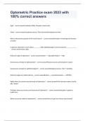 Optometric Practice exam 2023 with 100&percnt; correct answers
