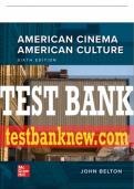 Test Bank For American Cinema/American Culture, 6th Edition All Chapters - 9781260837216