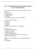 Ch. 8 - Microbial Metabolism (practice questions) with complete solutions