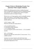 Chapter 8 Intro to Metabolism Practice Test Questions With Complete Solutions
