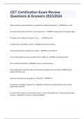 CET Certification Exam Review Questions & Answers 2023&sol;2024