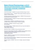 Basic Clinical Pharmacology LATEST 2023 EXAM QUESTIONS AND CORRECT ANSWERS AGRADE &vert;VERIFIED ANSWERS&vert;